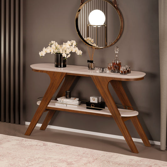 Alpha Console Table Walnut Off White